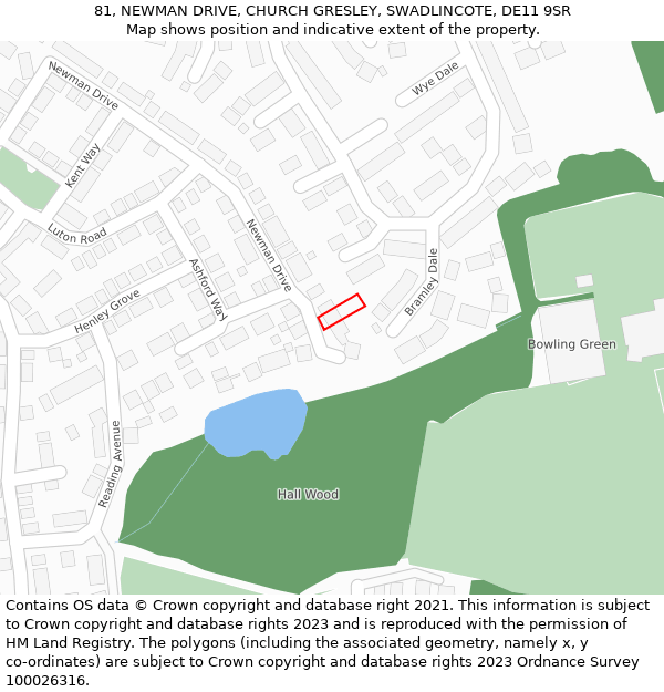 81, NEWMAN DRIVE, CHURCH GRESLEY, SWADLINCOTE, DE11 9SR: Location map and indicative extent of plot