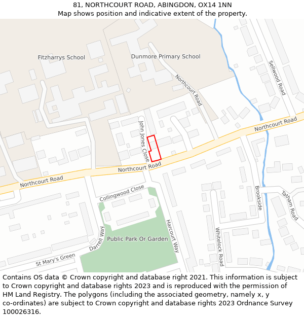 81, NORTHCOURT ROAD, ABINGDON, OX14 1NN: Location map and indicative extent of plot