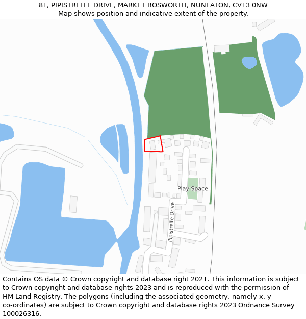 81, PIPISTRELLE DRIVE, MARKET BOSWORTH, NUNEATON, CV13 0NW: Location map and indicative extent of plot