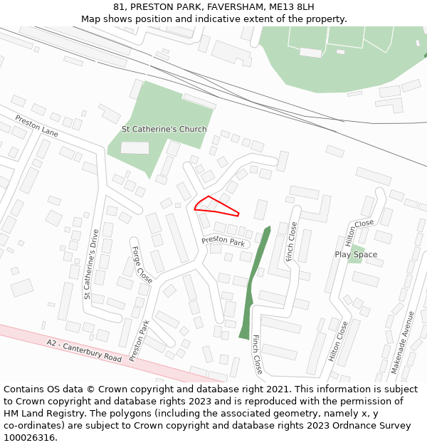 81, PRESTON PARK, FAVERSHAM, ME13 8LH: Location map and indicative extent of plot