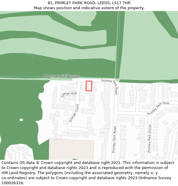 81, PRIMLEY PARK ROAD, LEEDS, LS17 7HR: Location map and indicative extent of plot
