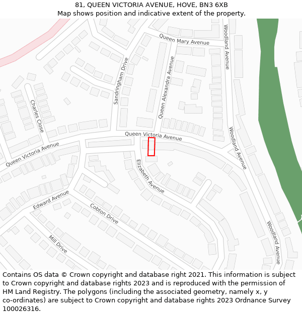 81, QUEEN VICTORIA AVENUE, HOVE, BN3 6XB: Location map and indicative extent of plot