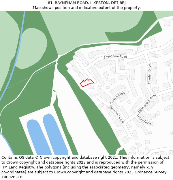 81, RAYNEHAM ROAD, ILKESTON, DE7 8RJ: Location map and indicative extent of plot