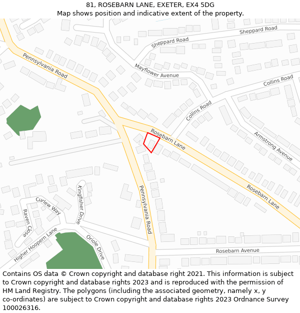 81, ROSEBARN LANE, EXETER, EX4 5DG: Location map and indicative extent of plot