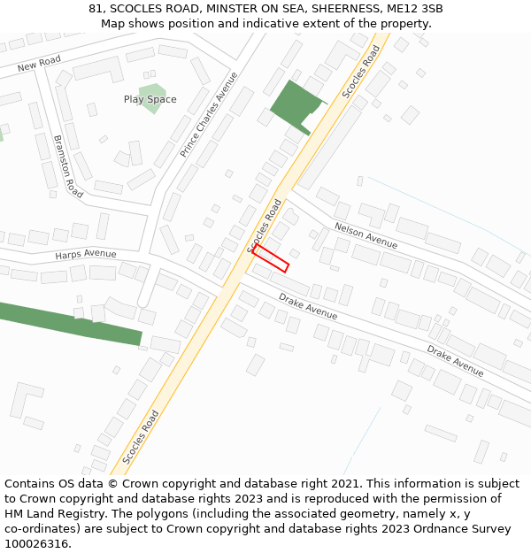 81, SCOCLES ROAD, MINSTER ON SEA, SHEERNESS, ME12 3SB: Location map and indicative extent of plot