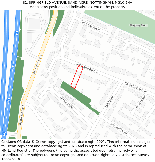 81, SPRINGFIELD AVENUE, SANDIACRE, NOTTINGHAM, NG10 5NA: Location map and indicative extent of plot