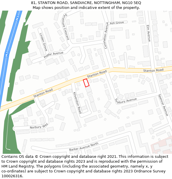 81, STANTON ROAD, SANDIACRE, NOTTINGHAM, NG10 5EQ: Location map and indicative extent of plot