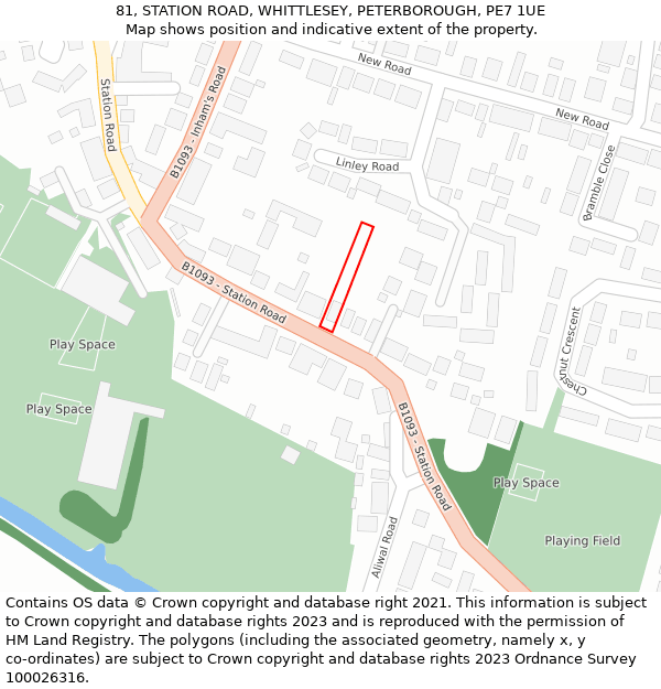 81, STATION ROAD, WHITTLESEY, PETERBOROUGH, PE7 1UE: Location map and indicative extent of plot