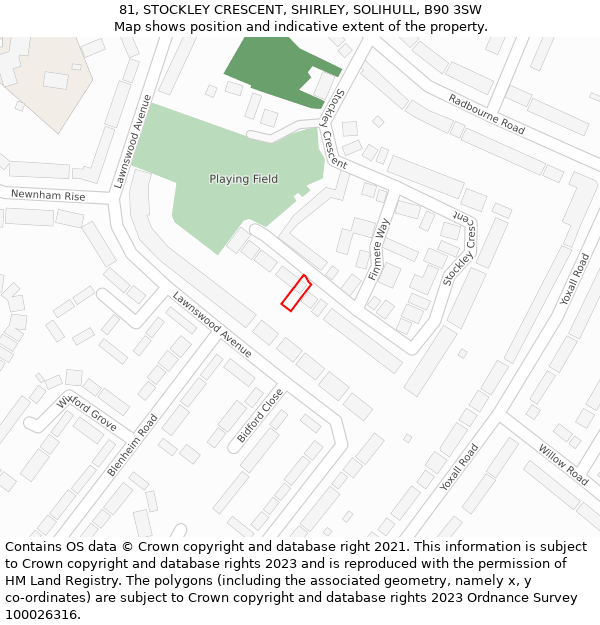 81, STOCKLEY CRESCENT, SHIRLEY, SOLIHULL, B90 3SW: Location map and indicative extent of plot