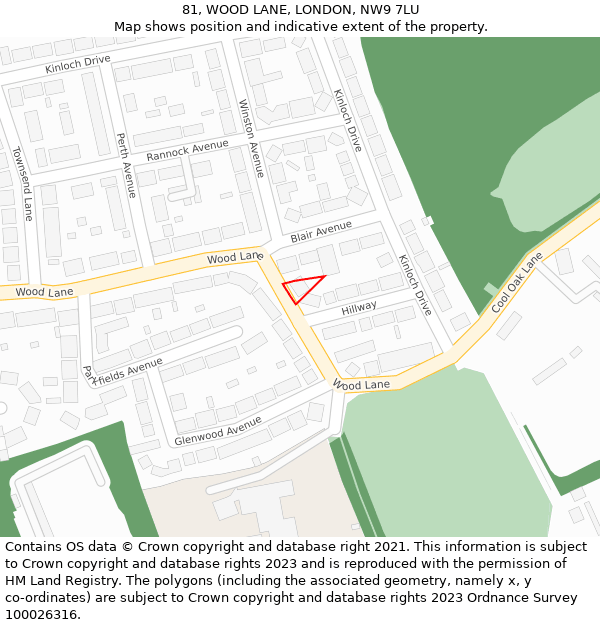 81, WOOD LANE, LONDON, NW9 7LU: Location map and indicative extent of plot