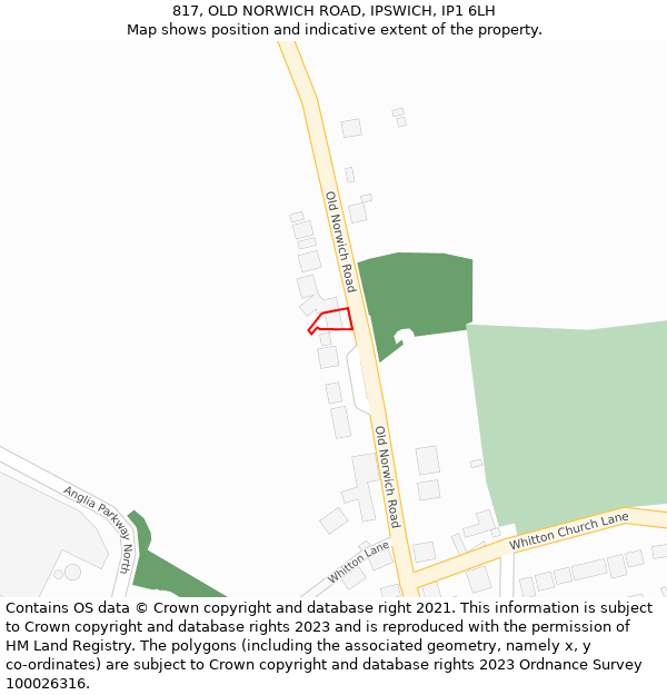 817, OLD NORWICH ROAD, IPSWICH, IP1 6LH: Location map and indicative extent of plot