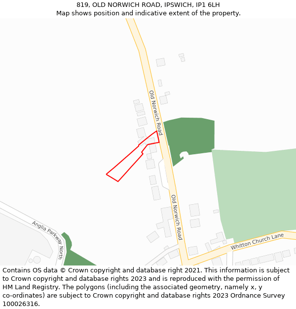 819, OLD NORWICH ROAD, IPSWICH, IP1 6LH: Location map and indicative extent of plot