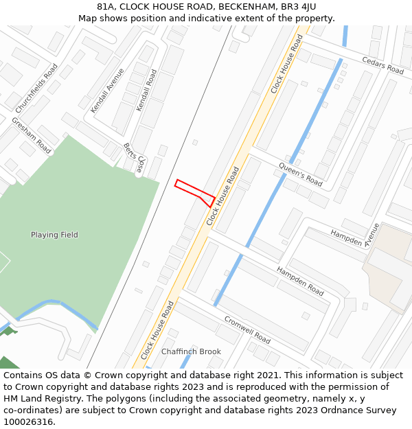 81A, CLOCK HOUSE ROAD, BECKENHAM, BR3 4JU: Location map and indicative extent of plot