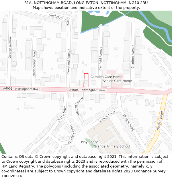 81A, NOTTINGHAM ROAD, LONG EATON, NOTTINGHAM, NG10 2BU: Location map and indicative extent of plot