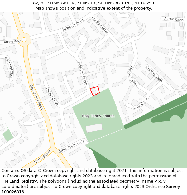 82, ADISHAM GREEN, KEMSLEY, SITTINGBOURNE, ME10 2SR: Location map and indicative extent of plot