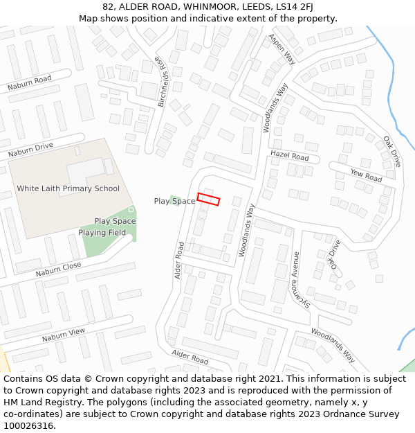 82, ALDER ROAD, WHINMOOR, LEEDS, LS14 2FJ: Location map and indicative extent of plot