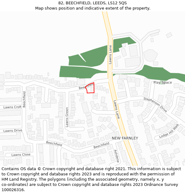 82, BEECHFIELD, LEEDS, LS12 5QS: Location map and indicative extent of plot