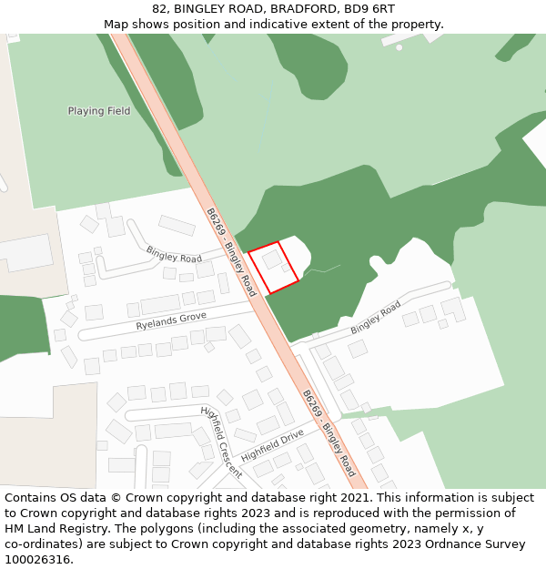 82, BINGLEY ROAD, BRADFORD, BD9 6RT: Location map and indicative extent of plot