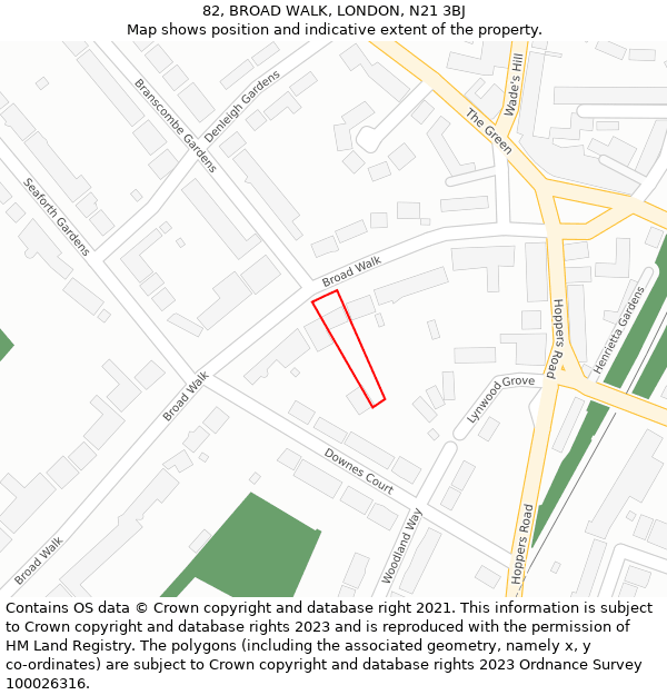 82, BROAD WALK, LONDON, N21 3BJ: Location map and indicative extent of plot