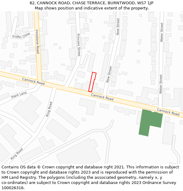 82, CANNOCK ROAD, CHASE TERRACE, BURNTWOOD, WS7 1JP: Location map and indicative extent of plot