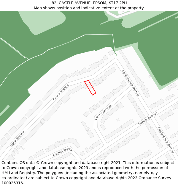 82, CASTLE AVENUE, EPSOM, KT17 2PH: Location map and indicative extent of plot