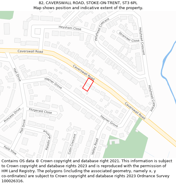 82, CAVERSWALL ROAD, STOKE-ON-TRENT, ST3 6PL: Location map and indicative extent of plot