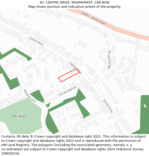 82, CENTRE DRIVE, NEWMARKET, CB8 8AW: Location map and indicative extent of plot