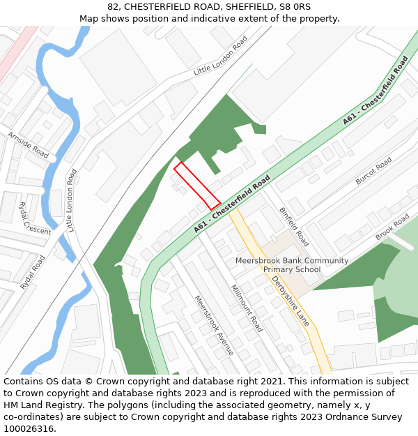 82, CHESTERFIELD ROAD, SHEFFIELD, S8 0RS: Location map and indicative extent of plot