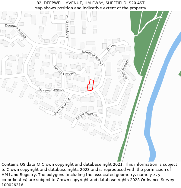 82, DEEPWELL AVENUE, HALFWAY, SHEFFIELD, S20 4ST: Location map and indicative extent of plot