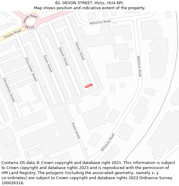 82, DEVON STREET, HULL, HU4 6PL: Location map and indicative extent of plot
