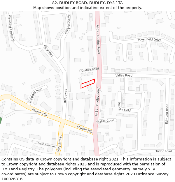 82, DUDLEY ROAD, DUDLEY, DY3 1TA: Location map and indicative extent of plot