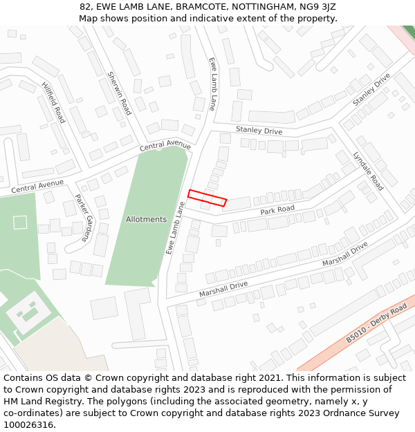 82, EWE LAMB LANE, BRAMCOTE, NOTTINGHAM, NG9 3JZ: Location map and indicative extent of plot