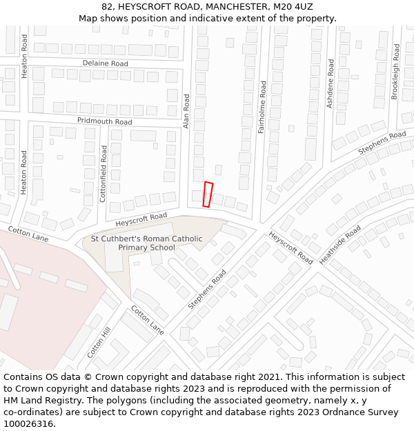 82, HEYSCROFT ROAD, MANCHESTER, M20 4UZ: Location map and indicative extent of plot