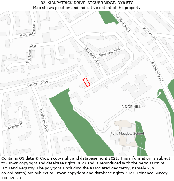 82, KIRKPATRICK DRIVE, STOURBRIDGE, DY8 5TG: Location map and indicative extent of plot