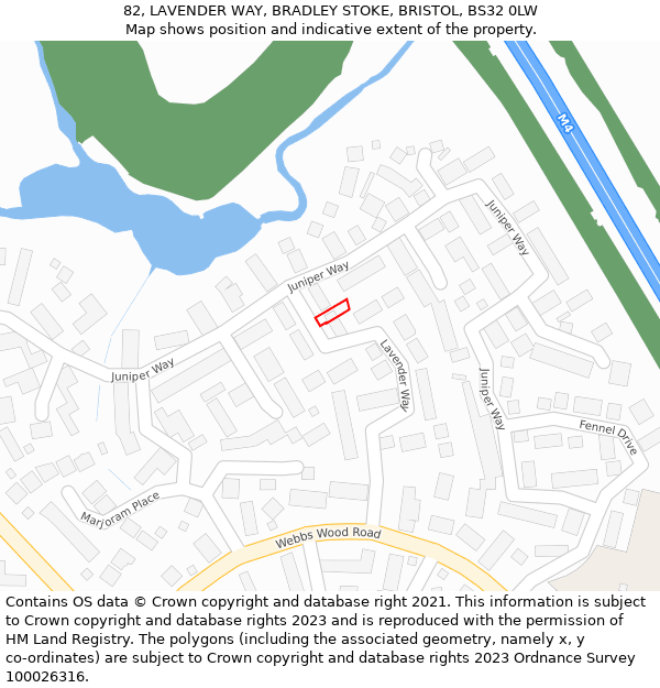 82, LAVENDER WAY, BRADLEY STOKE, BRISTOL, BS32 0LW: Location map and indicative extent of plot