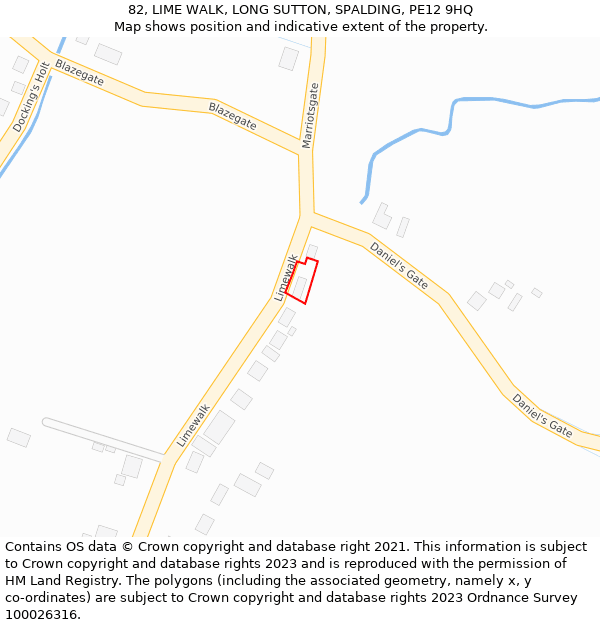 82, LIME WALK, LONG SUTTON, SPALDING, PE12 9HQ: Location map and indicative extent of plot