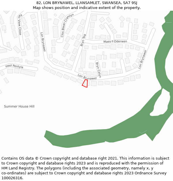 82, LON BRYNAWEL, LLANSAMLET, SWANSEA, SA7 9SJ: Location map and indicative extent of plot