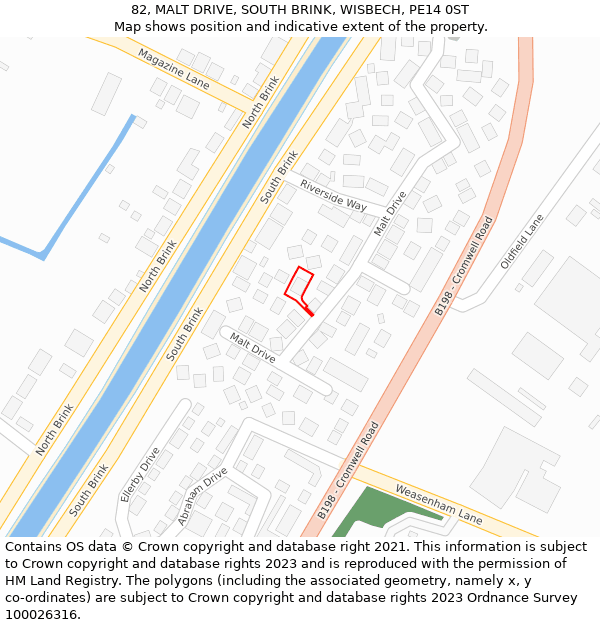 82, MALT DRIVE, SOUTH BRINK, WISBECH, PE14 0ST: Location map and indicative extent of plot