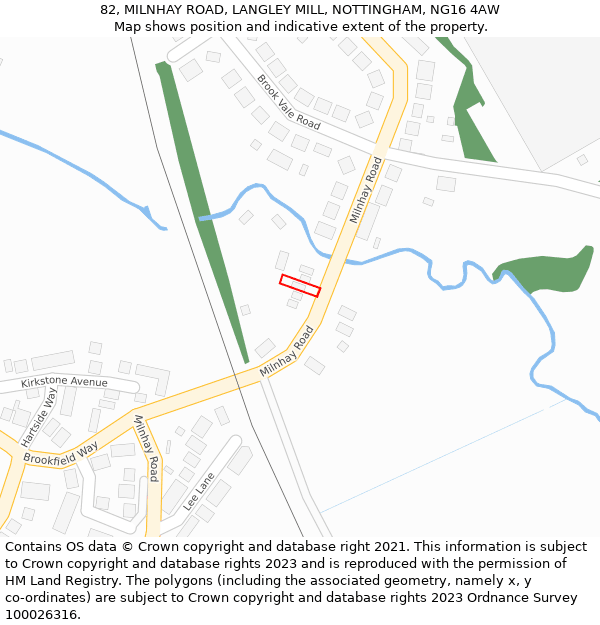 82, MILNHAY ROAD, LANGLEY MILL, NOTTINGHAM, NG16 4AW: Location map and indicative extent of plot