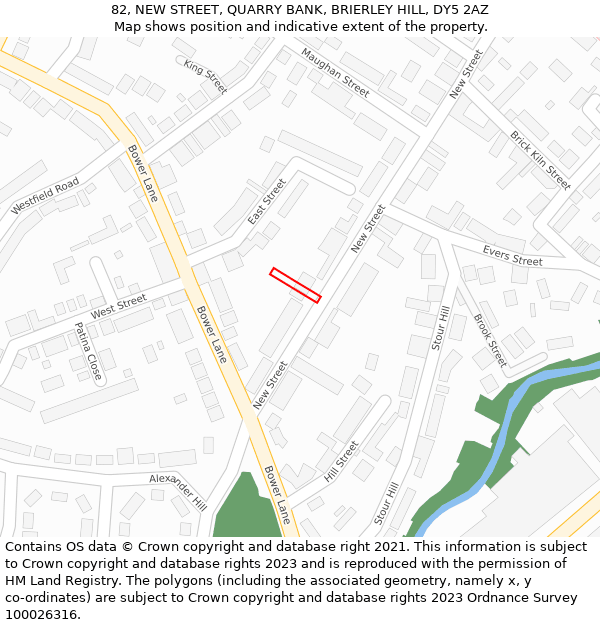 82, NEW STREET, QUARRY BANK, BRIERLEY HILL, DY5 2AZ: Location map and indicative extent of plot