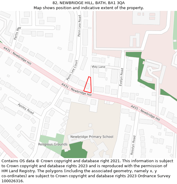 82, NEWBRIDGE HILL, BATH, BA1 3QA: Location map and indicative extent of plot