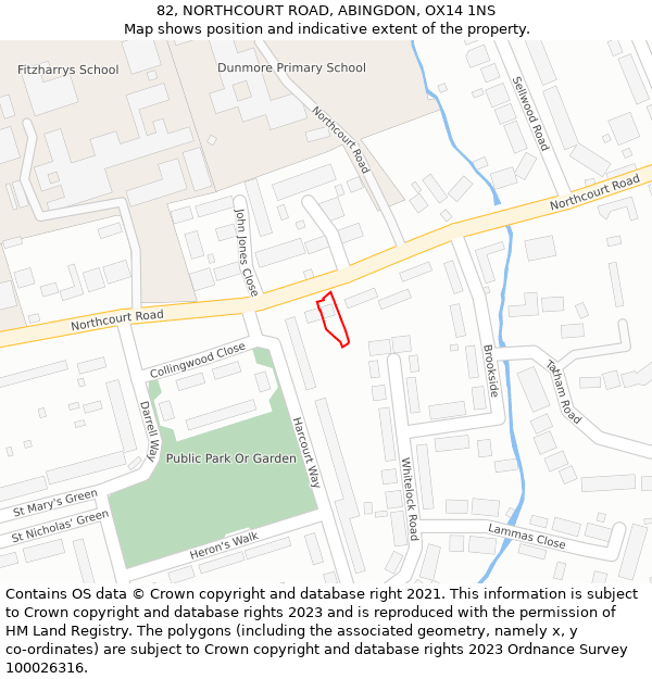 82, NORTHCOURT ROAD, ABINGDON, OX14 1NS: Location map and indicative extent of plot