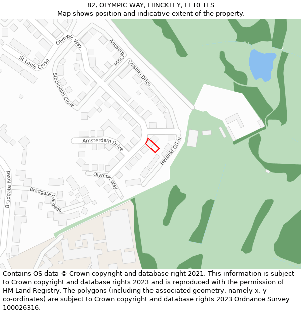 82, OLYMPIC WAY, HINCKLEY, LE10 1ES: Location map and indicative extent of plot