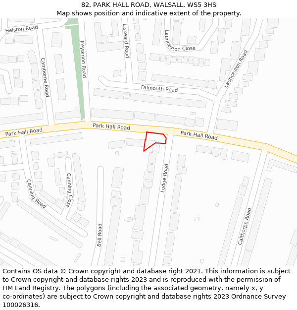 82, PARK HALL ROAD, WALSALL, WS5 3HS: Location map and indicative extent of plot