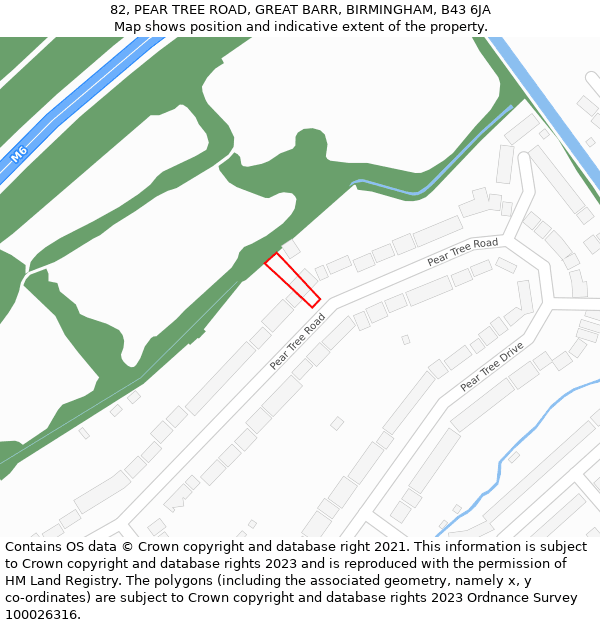 82, PEAR TREE ROAD, GREAT BARR, BIRMINGHAM, B43 6JA: Location map and indicative extent of plot