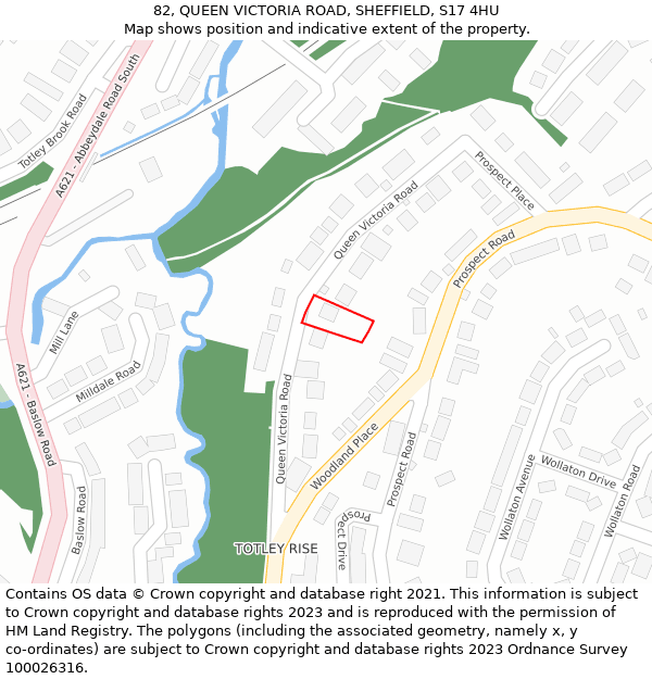 82, QUEEN VICTORIA ROAD, SHEFFIELD, S17 4HU: Location map and indicative extent of plot