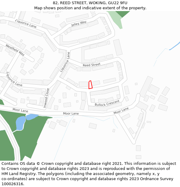 82, REED STREET, WOKING, GU22 9FU: Location map and indicative extent of plot