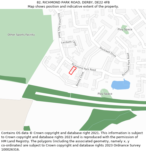 82, RICHMOND PARK ROAD, DERBY, DE22 4FB: Location map and indicative extent of plot