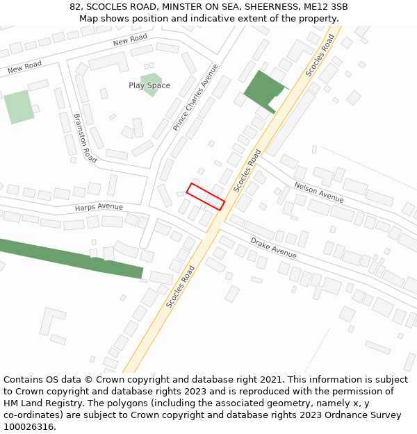 82, SCOCLES ROAD, MINSTER ON SEA, SHEERNESS, ME12 3SB: Location map and indicative extent of plot