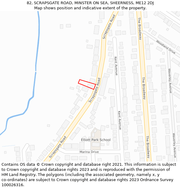 82, SCRAPSGATE ROAD, MINSTER ON SEA, SHEERNESS, ME12 2DJ: Location map and indicative extent of plot